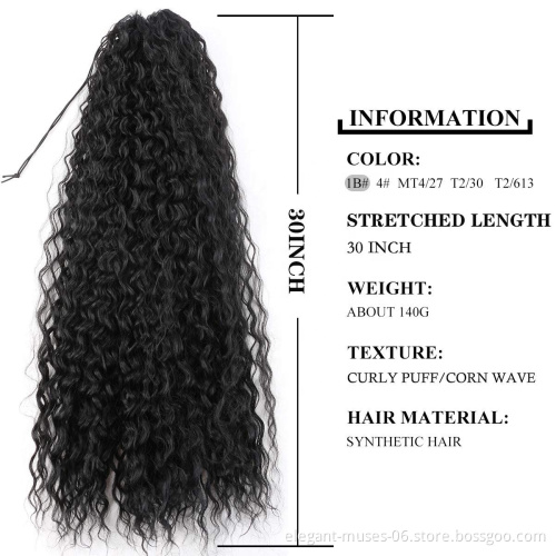 elastic band clip in synthetic headband piece afro kinky curly drawstring high synthetic hair extension ponytail for black women